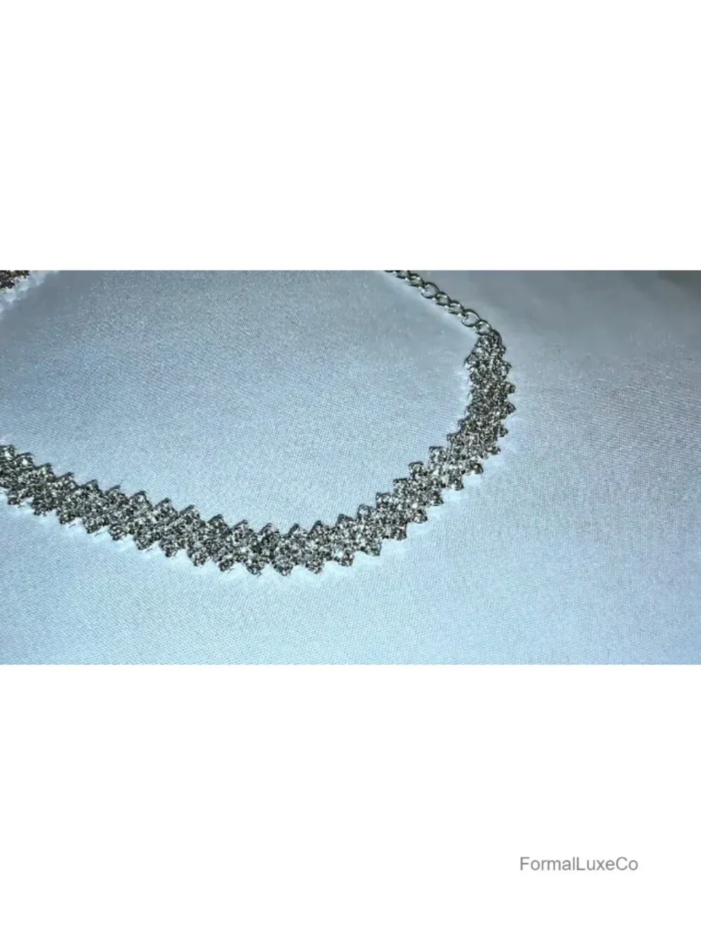 Rhinestone Choker Necklace Set Adjustable Sparkly Crystal Jewelry
